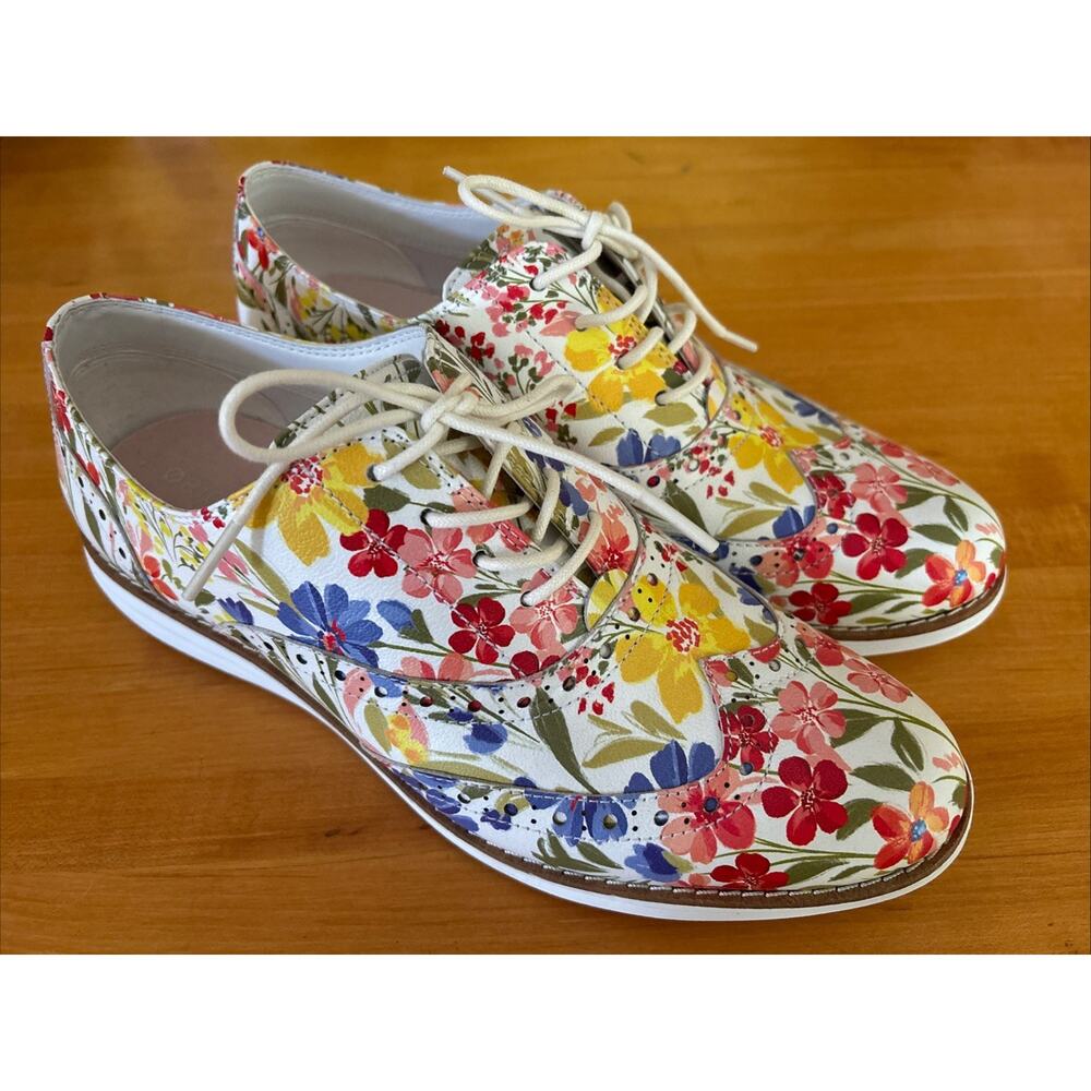 Cole Haan Original Grand Floral Wingtip Oxford Casual Shoes Womens Sz 9 B W25335